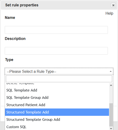Screenshot Selecting Structured Template Add
